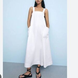 Zara White Sleeveless Dress